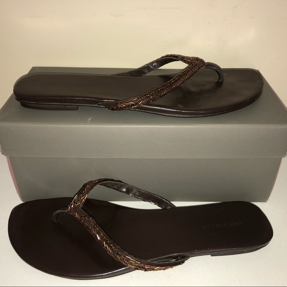 FINAL! Ann Taylor Brown Beaded Sandals